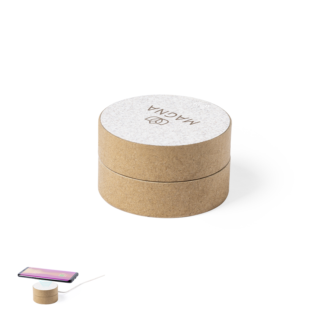 Cargador personalizado Brotox inalámbrico de cartón reciclado y caña de trigo - Tecnología - Regalo Promocional Personalizado