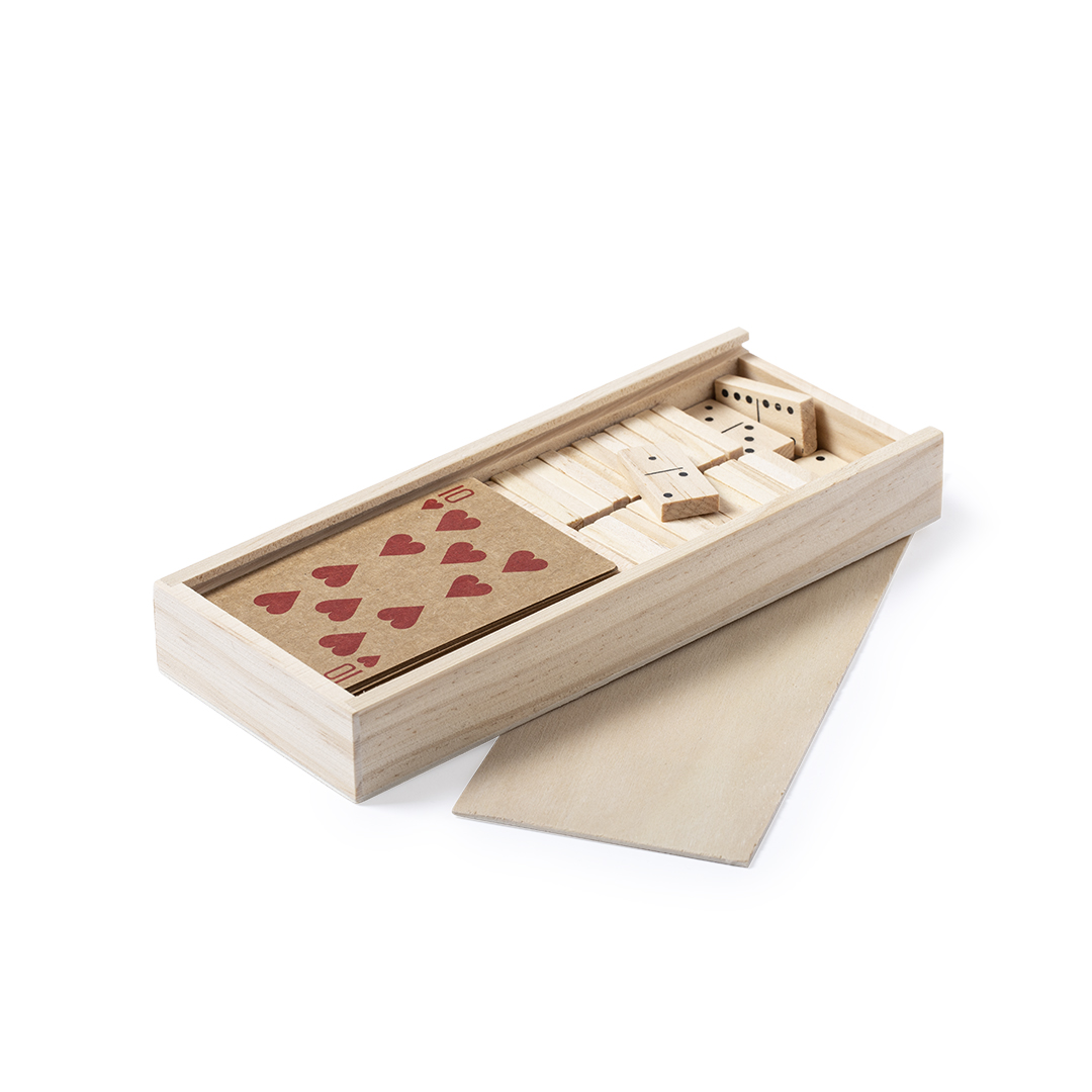 Set juegos personalizado Halin naipes y dominó de madera - Niños y Juegos - Regalo Promocional Personalizado