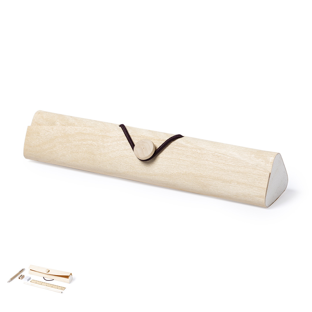 Estuche personalizado Palermo de madera con 5 accesorios naturales - Oficina - Regalo Promocional Personalizado