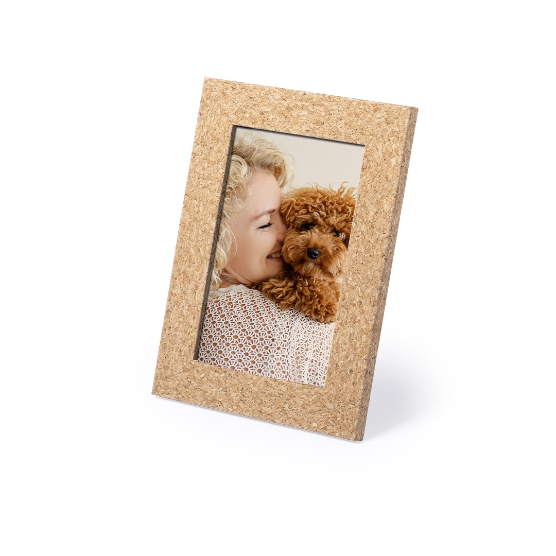 Portafotos personalizado Tapex de corcho con cristal y soporte dual - Hogar - Regalo Promocional Personalizado