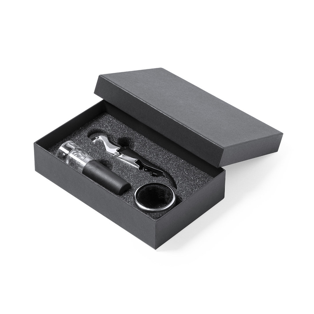 Set de vinos personalizado Noarek negro con bomba de vacío y funda protectora - Packs de regalo personalizado - Regalo Promocional Personalizado - vista alternativa