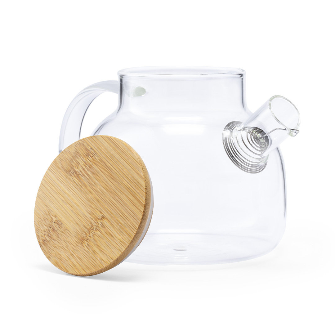 Tetera personalizada Talia de cristal borosilicato con bambú de 1L