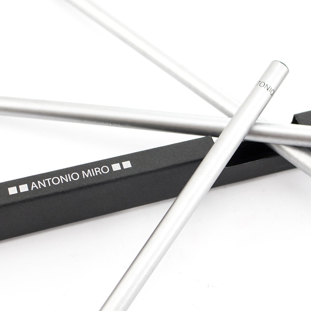 Set lápices personalizado Sentel Antonio Miró plateado 3 piezas