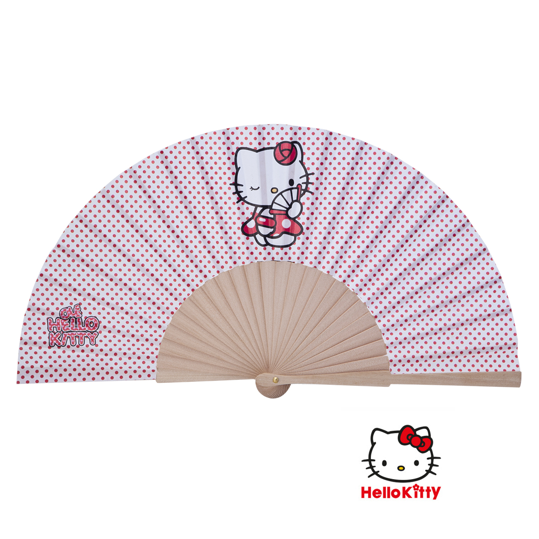 Abanico Ventol Hello Kitty de madera natural