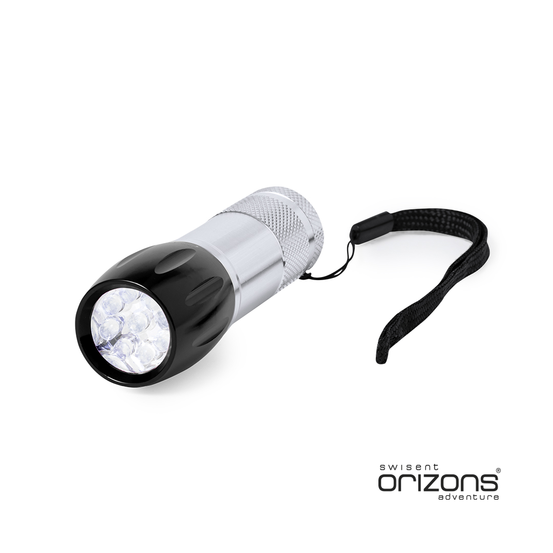 Linterna personalizada Lumosh de Orizons con 9 LEDs de aluminio