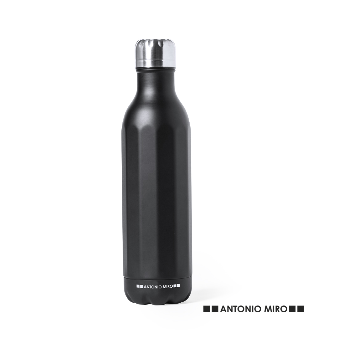 Bidón personalizado Wilson de 750ml Antonio Miró en negro satinado prisma con tapón cromado - Tazas y botellas - Regalo Promocional Personalizado