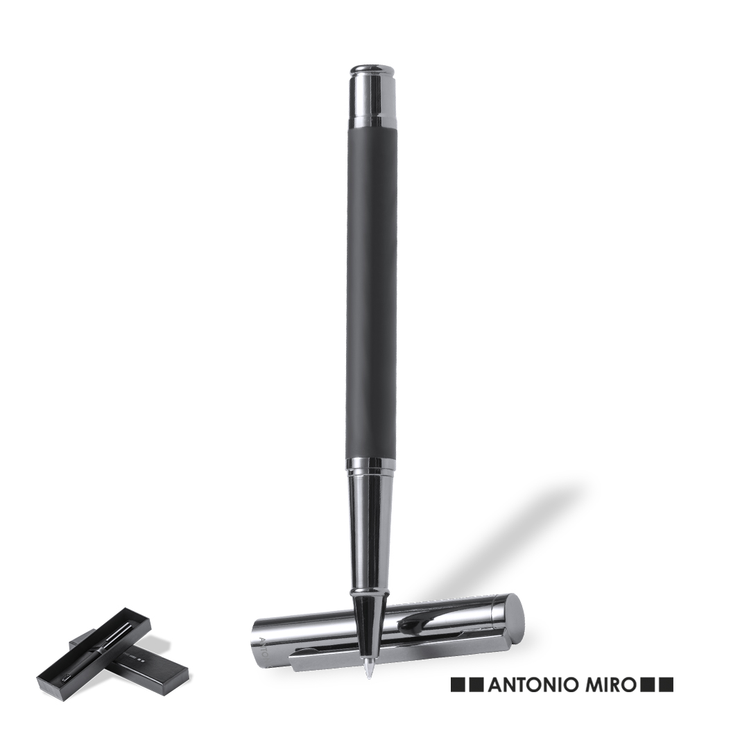 Roller personalizado Fakul de Antonio Miró metal negro mate con cromado - Rollers personalizados - Regalo Promocional Personalizado