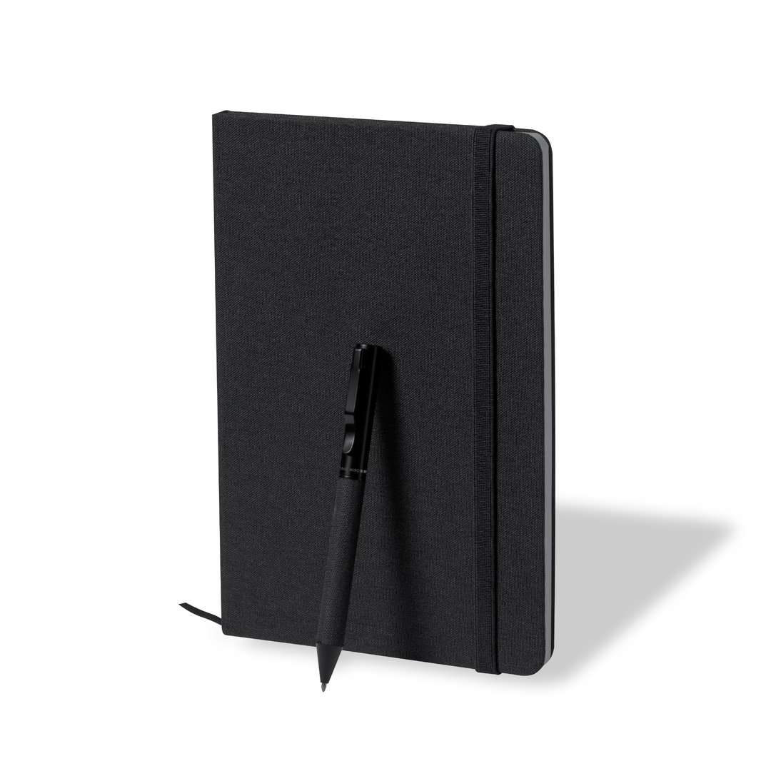 Set personalizado Nimaly Antonio Miró bloc poliéster 300D con bolígrafo