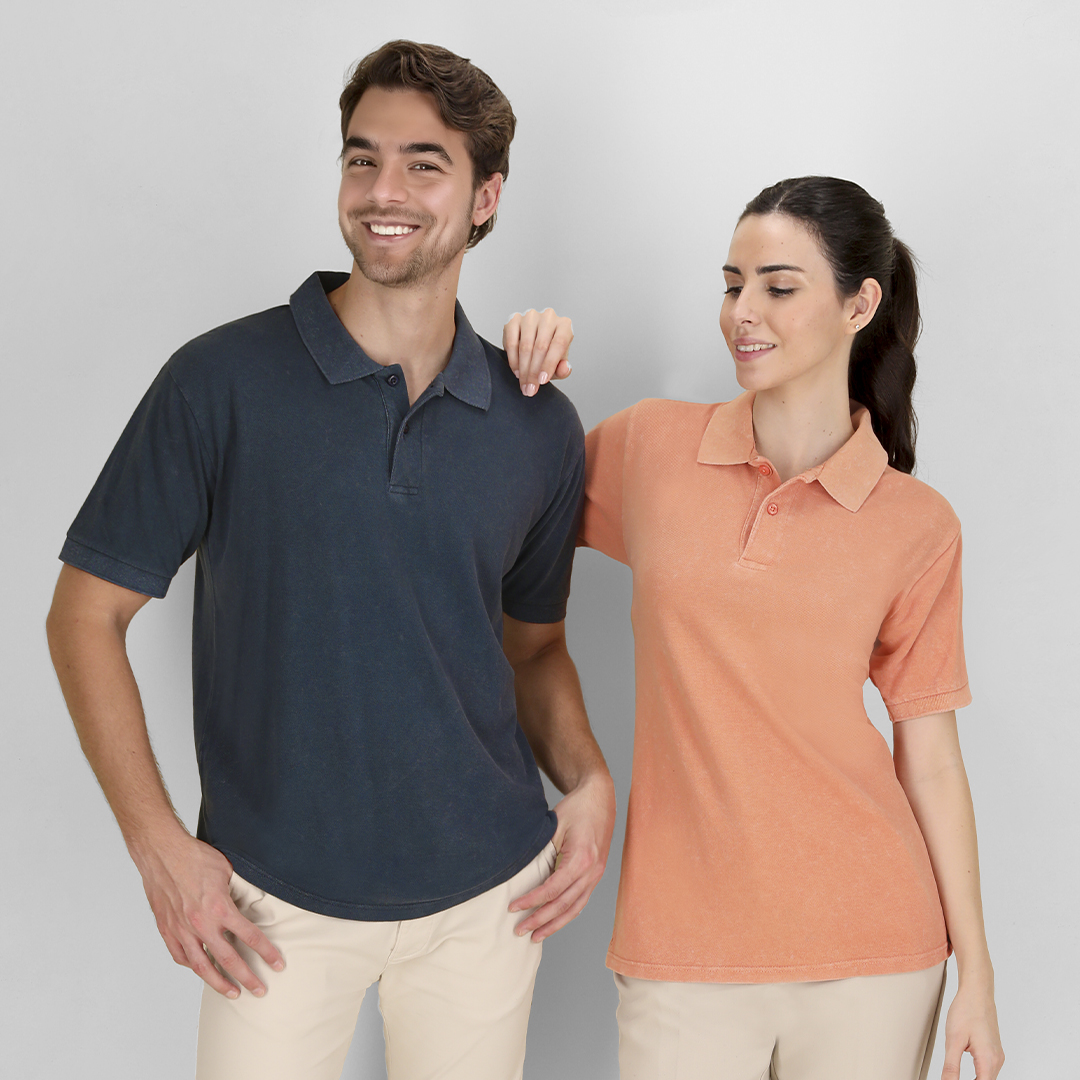 Polo personalizado adulto Ken de algodón Ring Spun con efecto lavado jeans - Ropa y accesorios - Regalo Promocional Personalizado