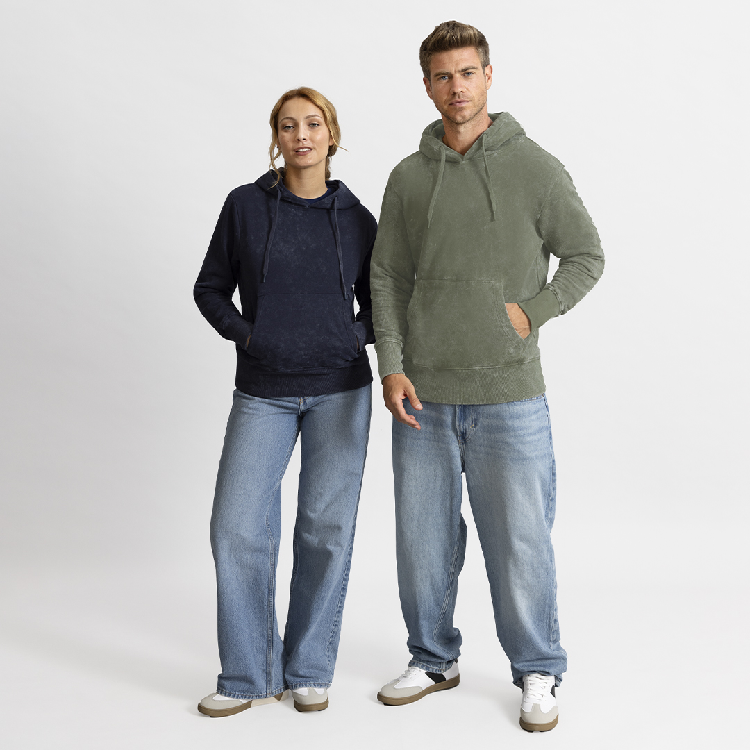 Sudadera adulto personalizada Grea con efecto lavado jeans - Sudaderas personalizadas - Regalo Promocional Personalizado - imagen 3