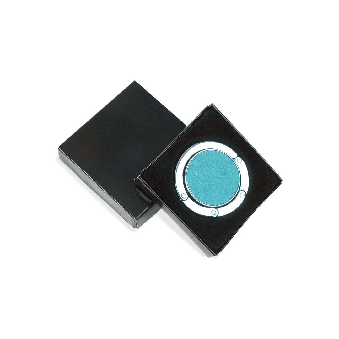 Cuelgabolsos plegable personalizado Skype metálico con polipiel - Hogar - Regalo Promocional Personalizado - vista alternativa