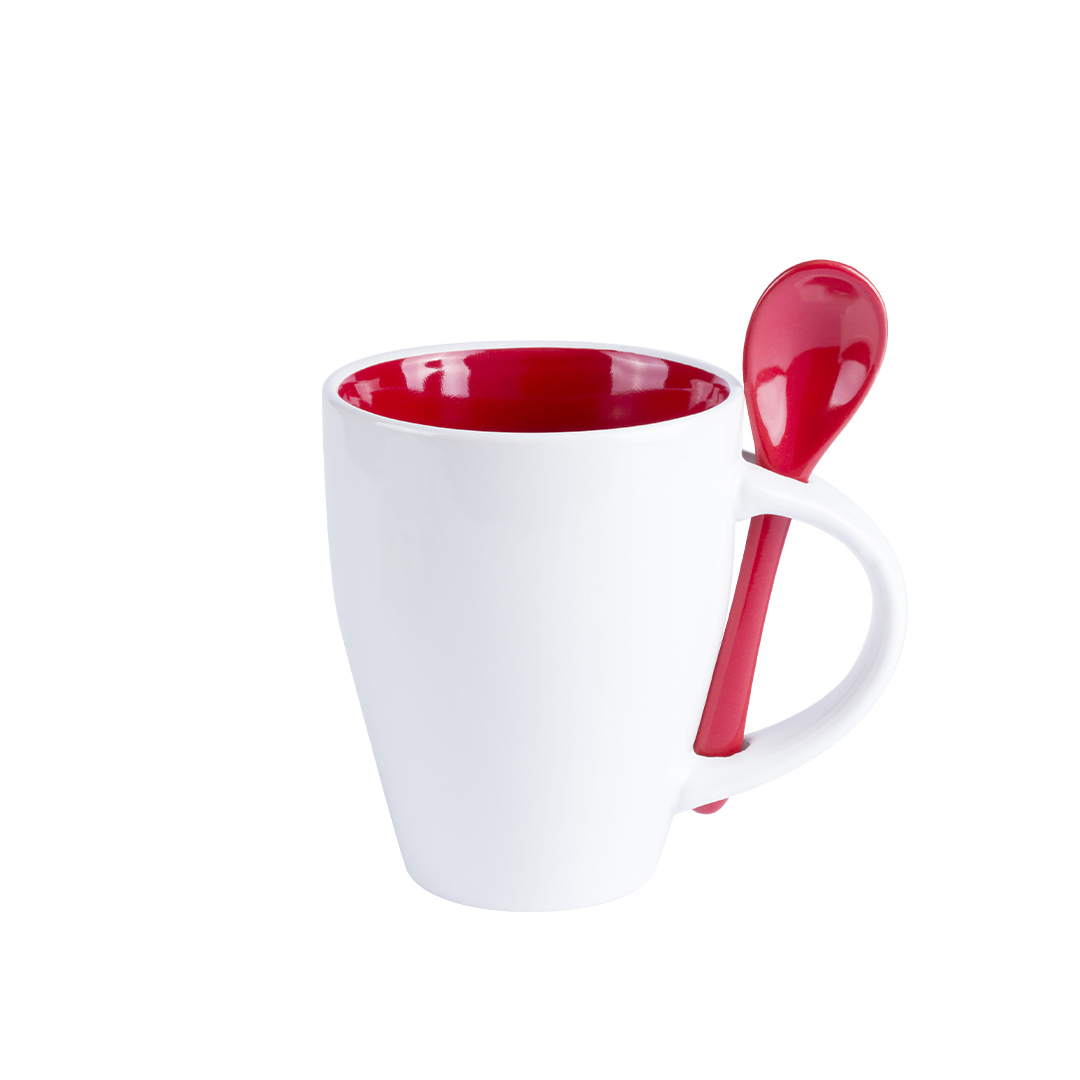 Taza de cerámica personalizada Cotes de 350ml con cuchara integrada - Tazas y vasos personalizados - Regalo Promocional Personalizado