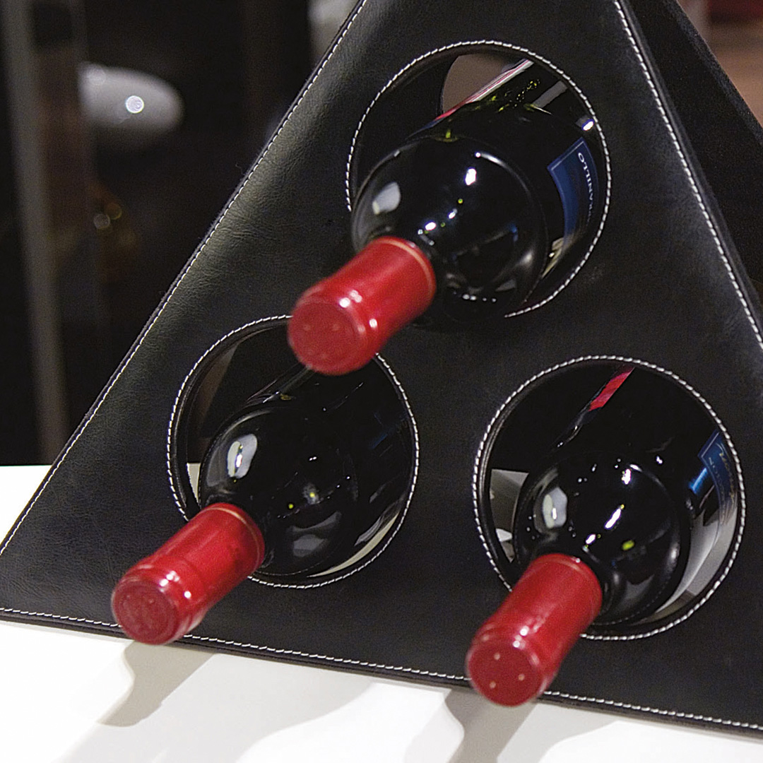 Botellero personalizado Conde plegable de polipiel con capacidad para 3 botellas