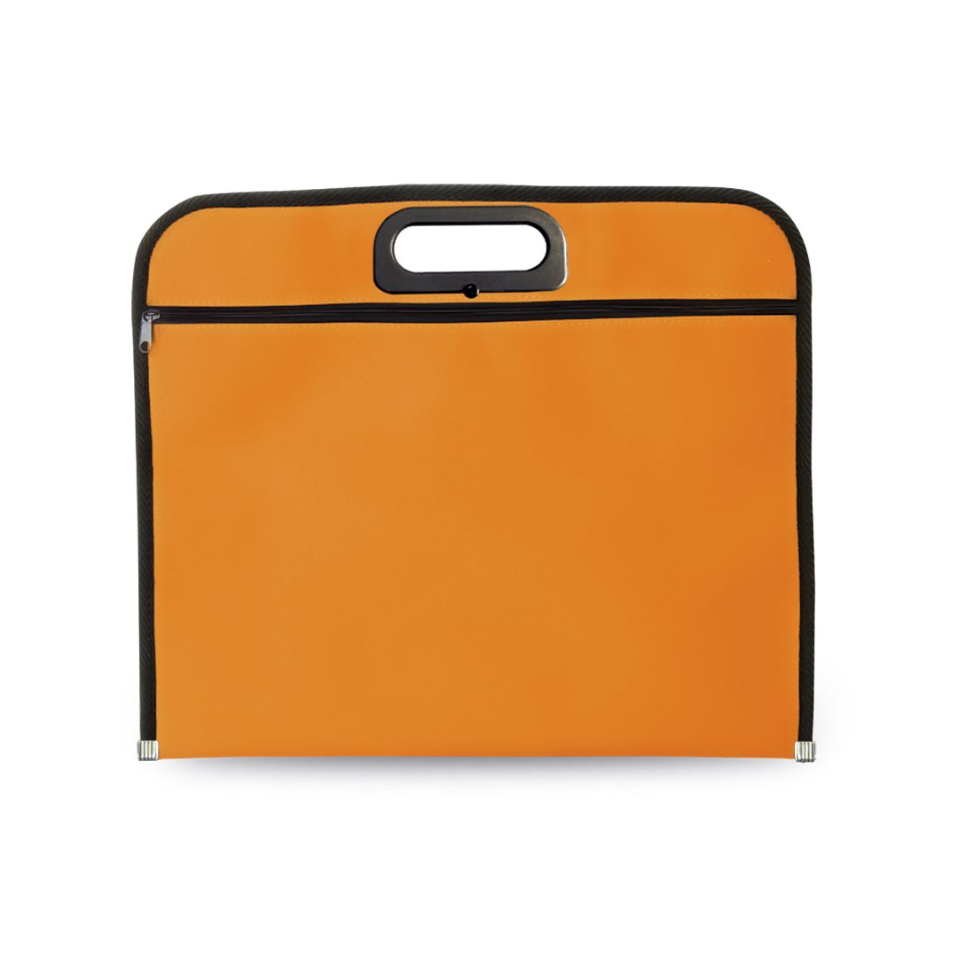 Portadocumentos personalizado Join de poliéster 600D con asas troqueladas y chapa metálica