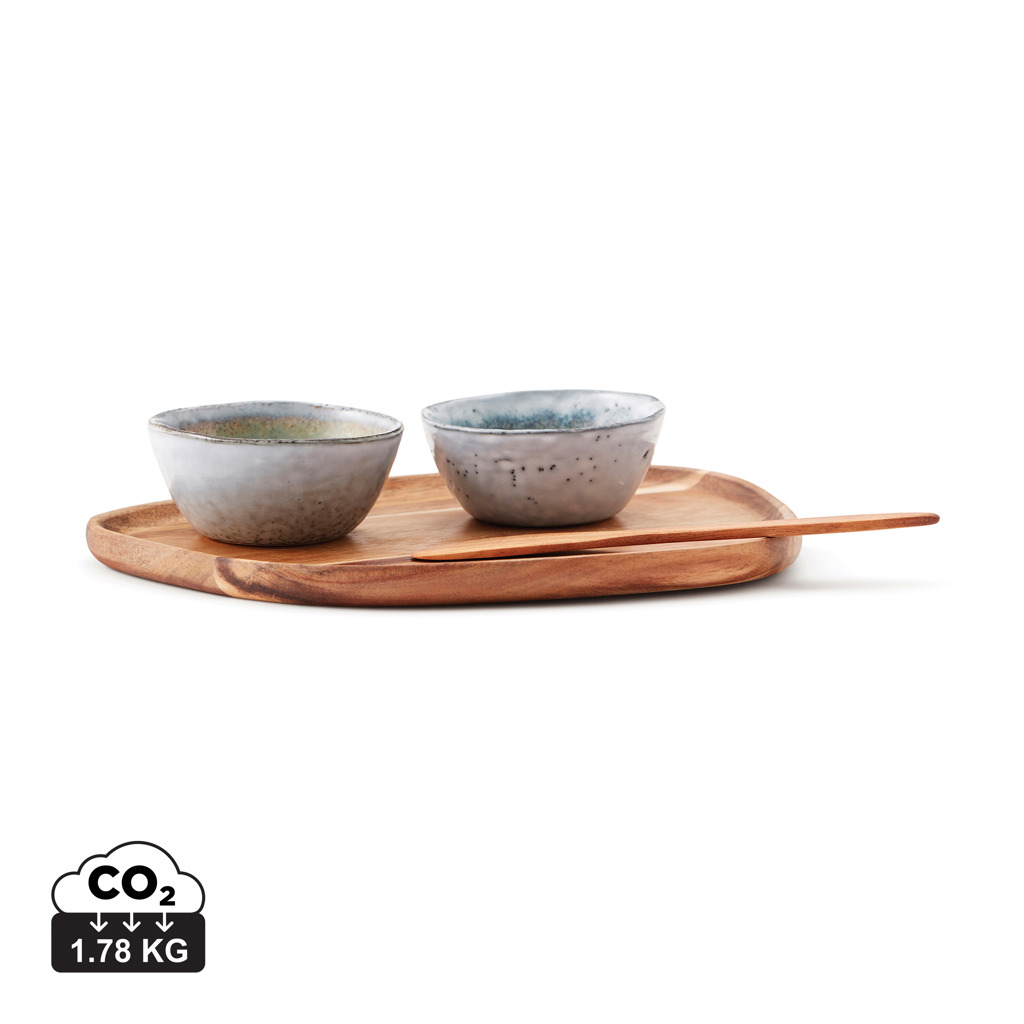 Set tapas personalizado VINGA Nomimono de gres y madera - Otros accesorios cocina - Regalo Promocional Personalizado