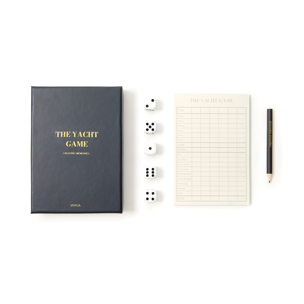 Juego de cinco dados personalizado VINGA The Yacht en caja elegante - Regalos Premium - Regalo Promocional Personalizado - vista alternativa