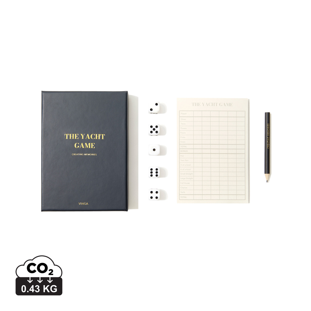 Juego de cinco dados personalizado VINGA The Yacht en caja elegante - Regalos Premium - Regalo Promocional Personalizado