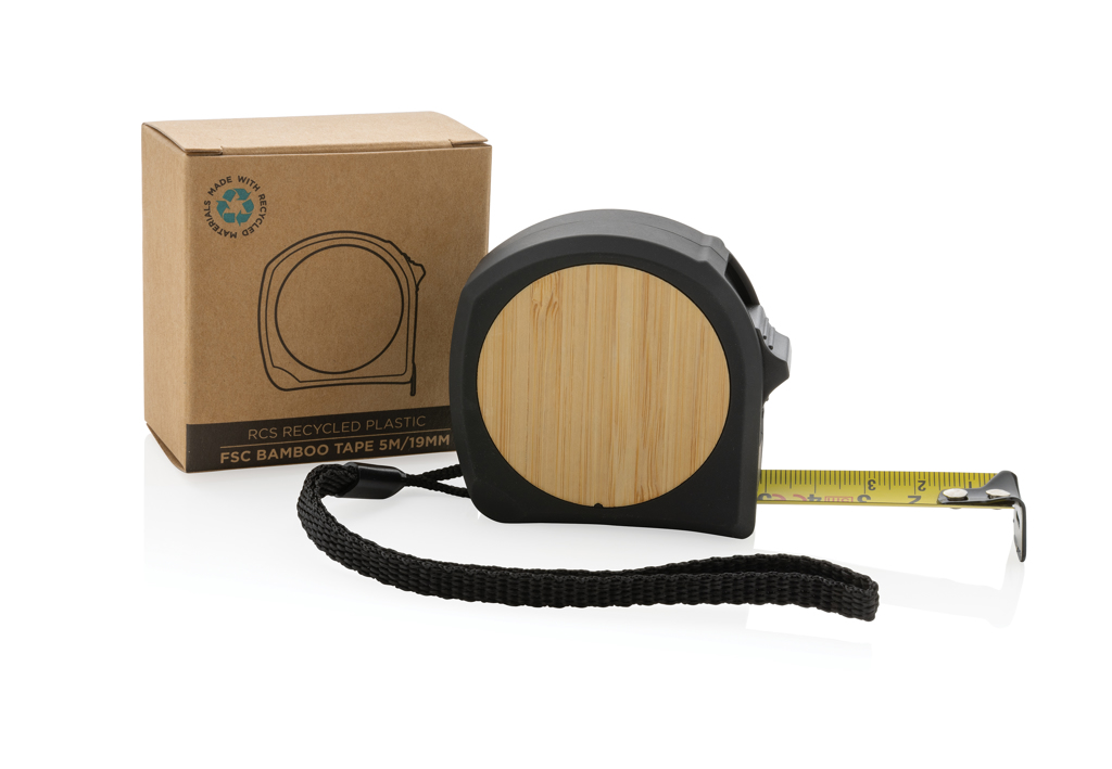 Flexómetro personalizado de bambú y plástico reciclado RCS de 5M/19mm - Herramientas, bricolaje y automóvil - Regalo Promocional Personalizado - imagen 4
