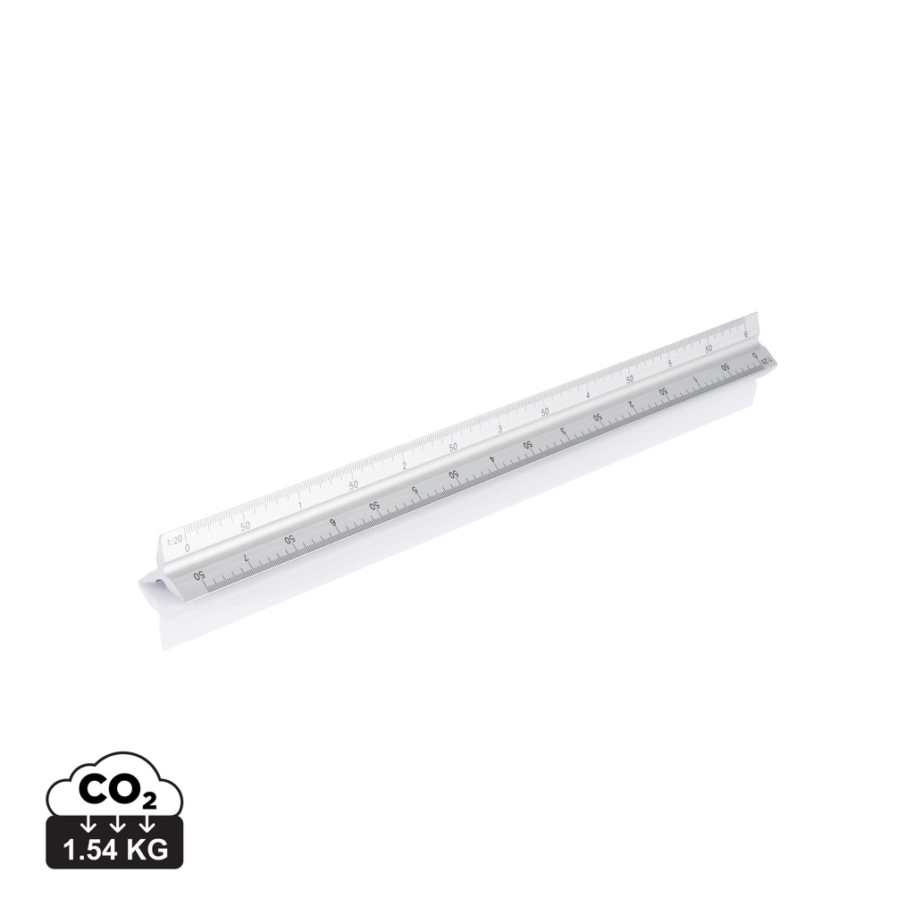 Regla personalizada triangular de aluminio con 5 escalas profesionales - Reglas y cutter - Regalo Promocional Personalizado