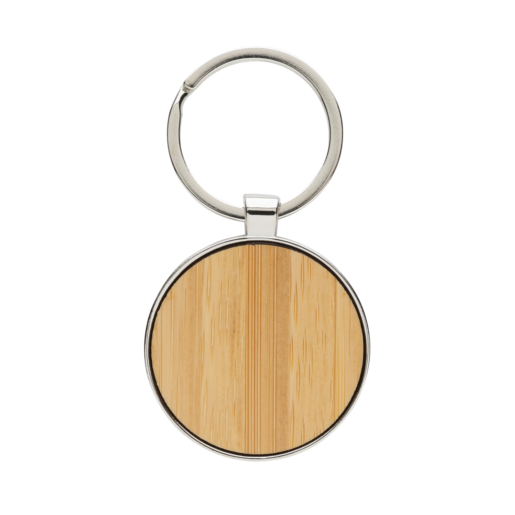 Llavero redondo de aleación de zinc reciclado RCS con bambú - Llaveros, pins y chapas - Regalo Promocional Personalizado - vista alternativa