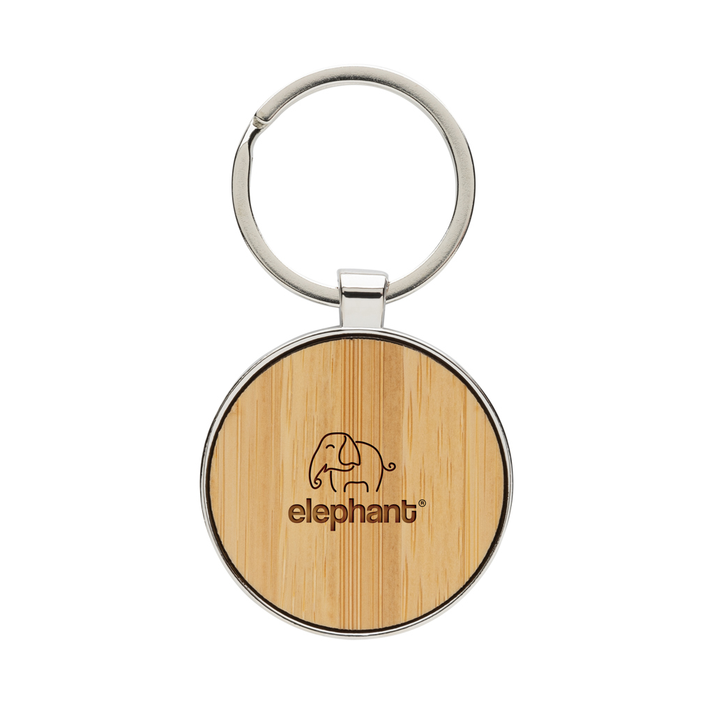 Llavero redondo de aleación de zinc reciclado RCS con bambú - Llaveros, pins y chapas - Regalo Promocional Personalizado - imagen 6