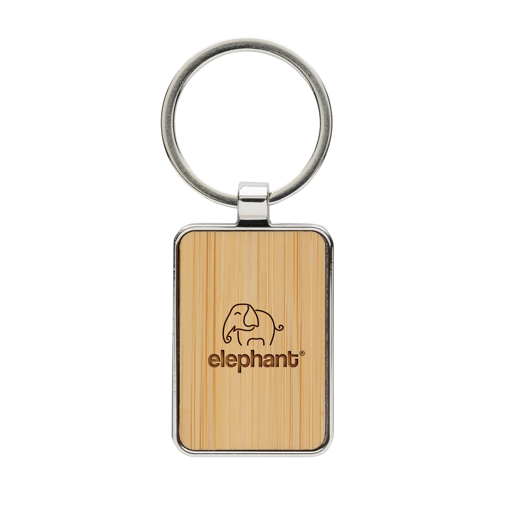 Llavero rectangular aleación de zinc reciclado RCS con bambú - Llaveros, pins y chapas - Regalo Promocional Personalizado - imagen 6