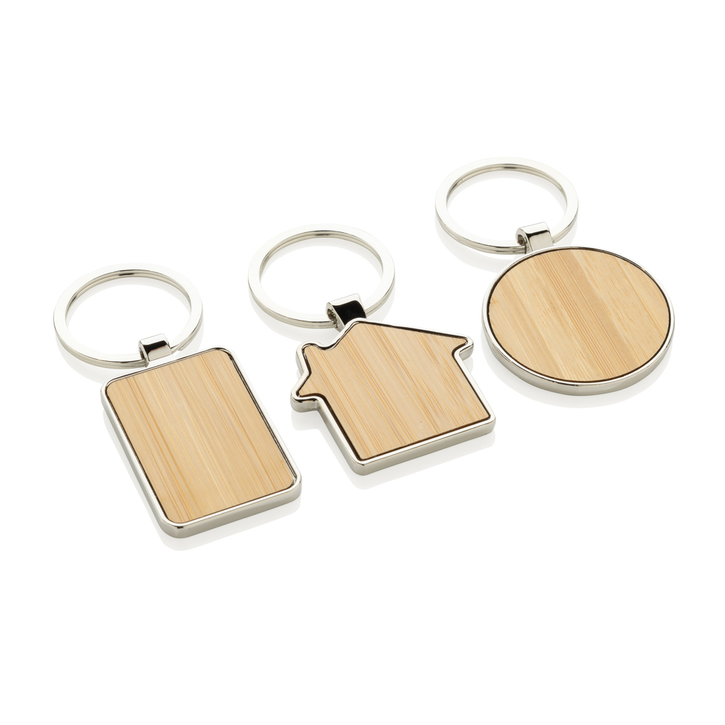 Llavero forma casa aleación de zinc reciclado RCS con bambú - Llaveros, pins y chapas - Regalo Promocional Personalizado - imagen 7