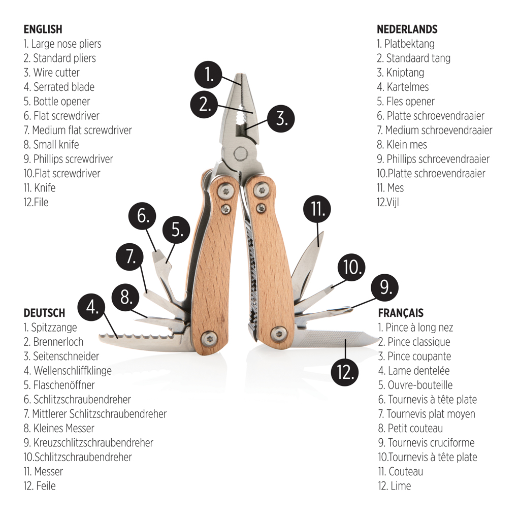 Mini multiherramienta personalizada de madera compacta con 12 funciones - Multiherramientas - Regalo Promocional Personalizado - imagen 3