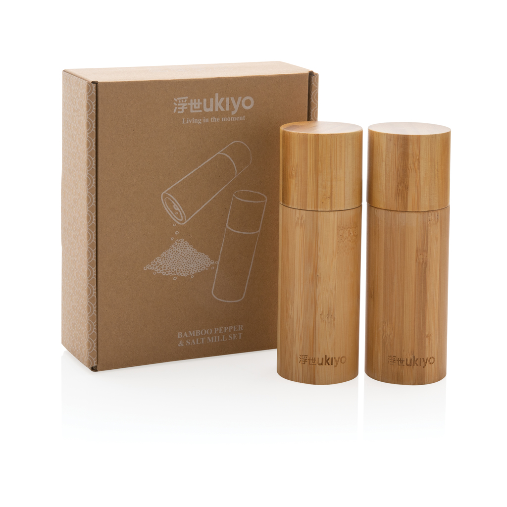 Set de molinillo de sal y pimienta personalizado Ukiyo de bambú - Hogar - Regalo Promocional Personalizado - imagen 3