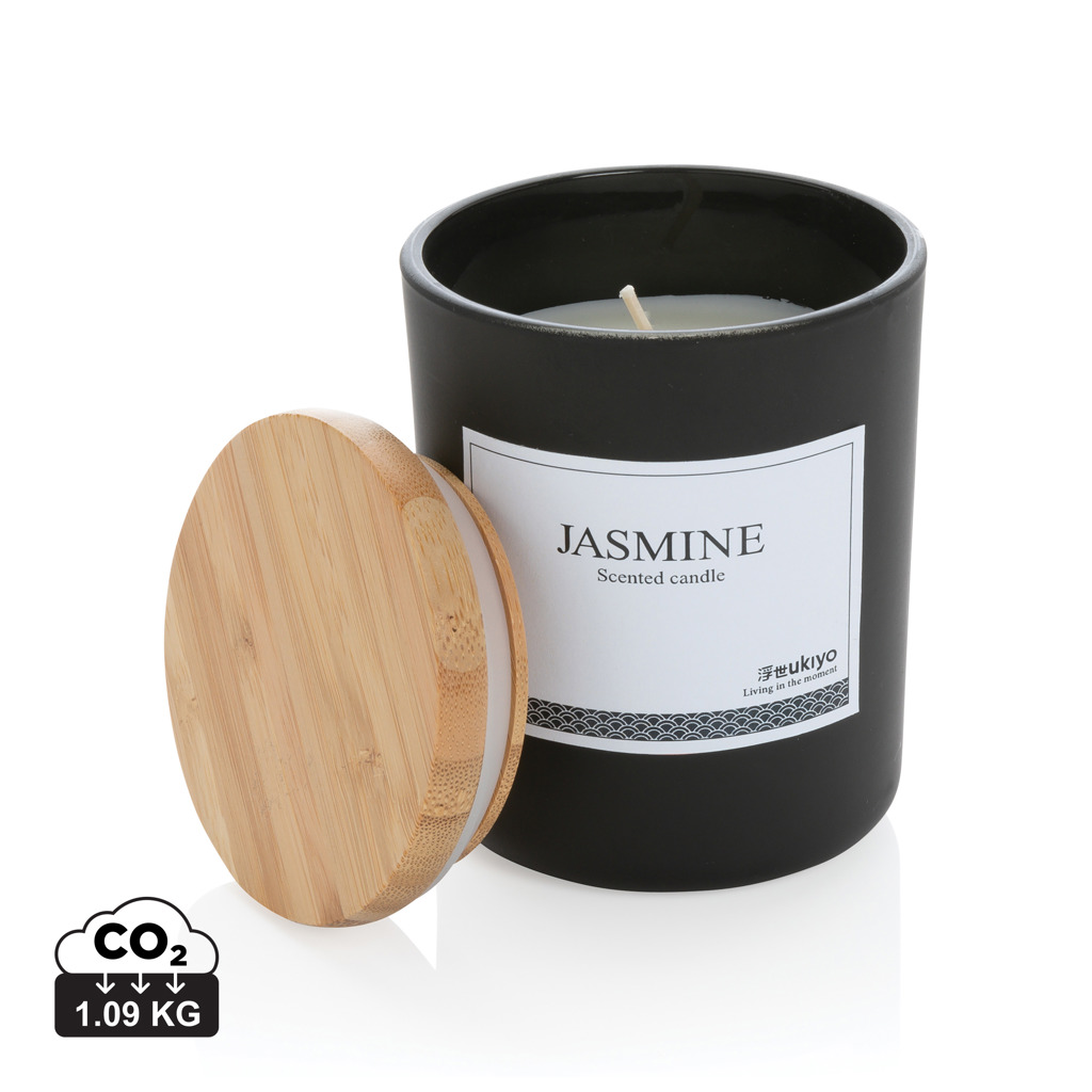 Vela perfumada personalizada Ukiyo deluxe con tapa de bambú - Hogar - Regalo Promocional Personalizado