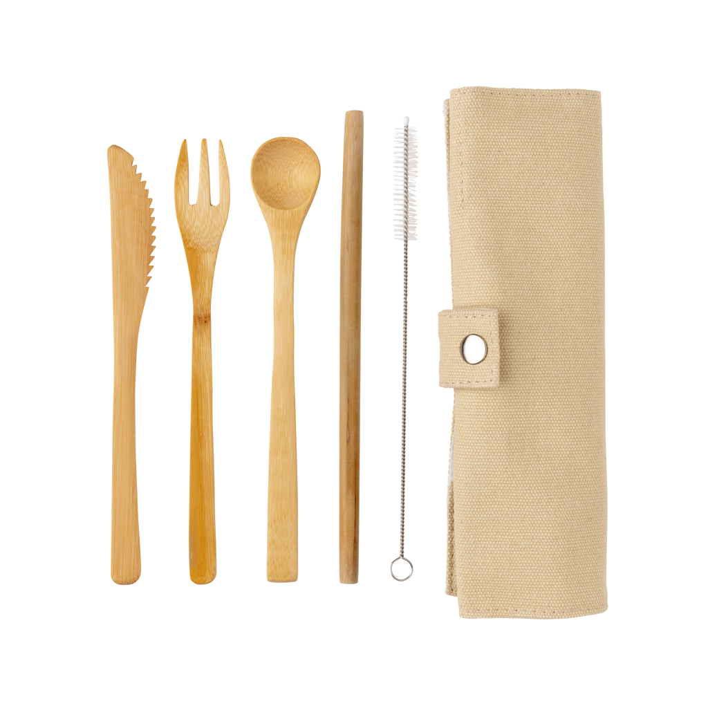 Juego de cubiertos reutilizables de bambú - Hogar - Regalo Promocional Personalizado - imagen 4