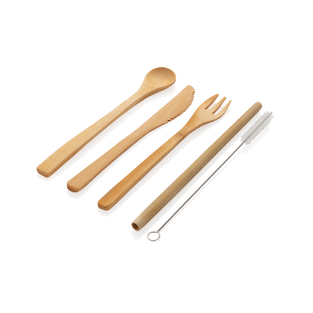 Juego de cubiertos reutilizables de bambú - Hogar - Regalo Promocional Personalizado - imagen 6
