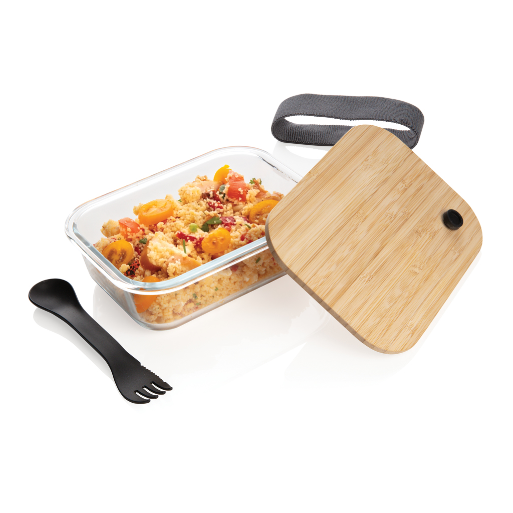Fiambrera personalizada de vidrio con tapa de bambú - Hogar - Regalo Promocional Personalizado - imagen 3