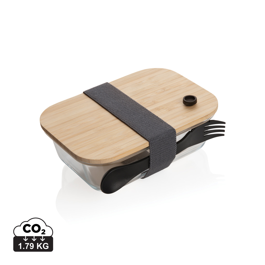 Fiambrera personalizada de vidrio con tapa de bambú - Hogar - Regalo Promocional Personalizado