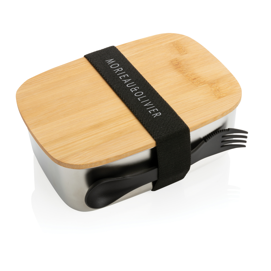 Fiambrera personalizada de acero inoxidable con tapa de bambú y cubiertos - Hogar - Regalo Promocional Personalizado - imagen 10
