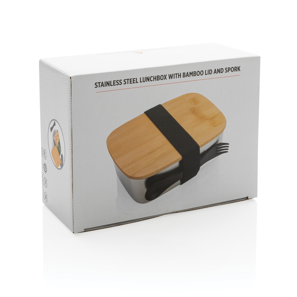 Fiambrera personalizada de acero inoxidable con tapa de bambú y cubiertos - Hogar - Regalo Promocional Personalizado - imagen 11