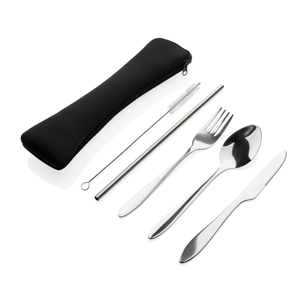 Set de cubiertos personalizado reutilizables de acero inoxidable de 4 piezas - Hogar - Regalo Promocional Personalizado - imagen 2