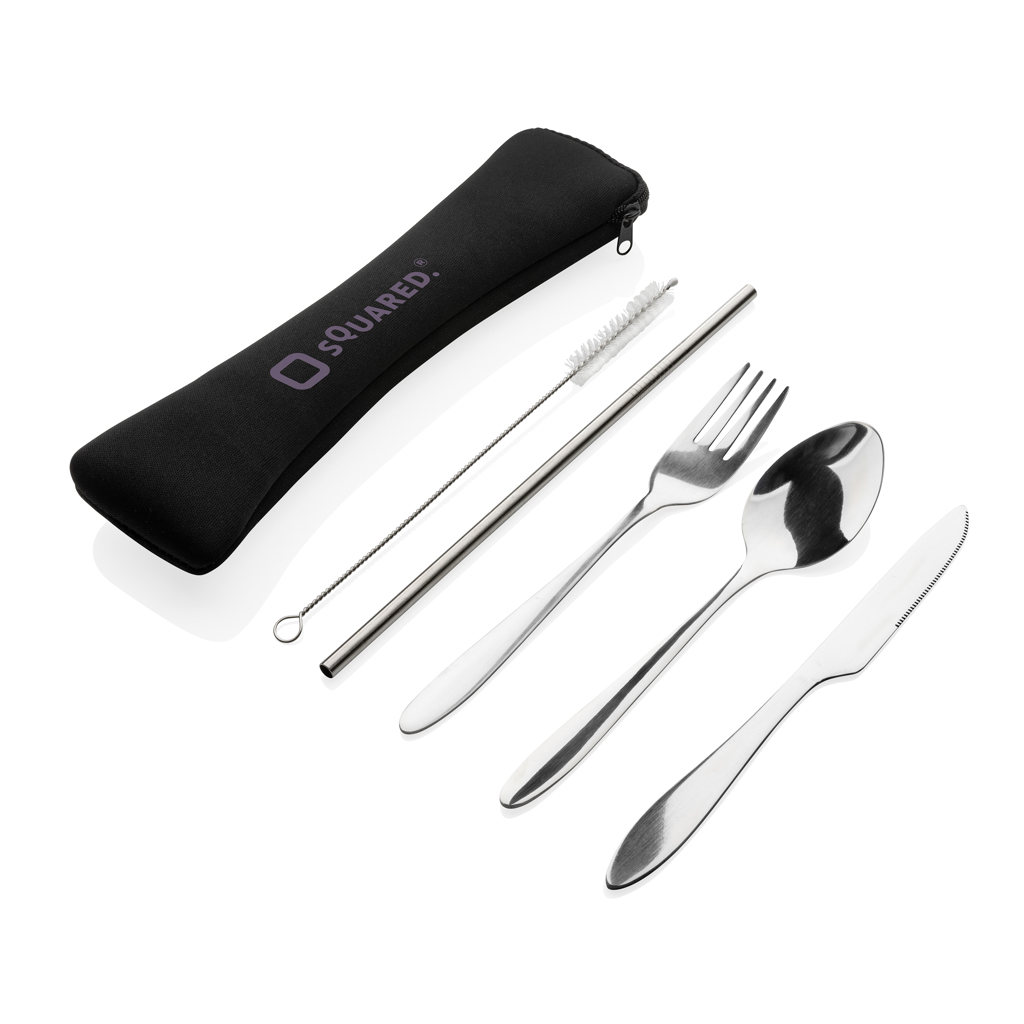 Set de cubiertos personalizado reutilizables de acero inoxidable de 4 piezas - Hogar - Regalo Promocional Personalizado - imagen 5