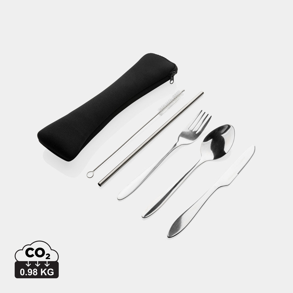 Set de cubiertos personalizado reutilizables de acero inoxidable de 4 piezas