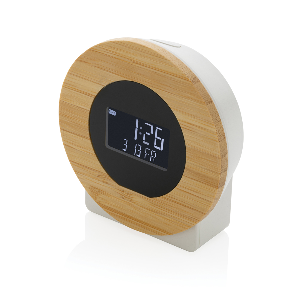 Reloj de escritorio personalizado Utah RCS rplastic y bambú LCD - Tecnología - Regalo Promocional Personalizado - vista alternativa