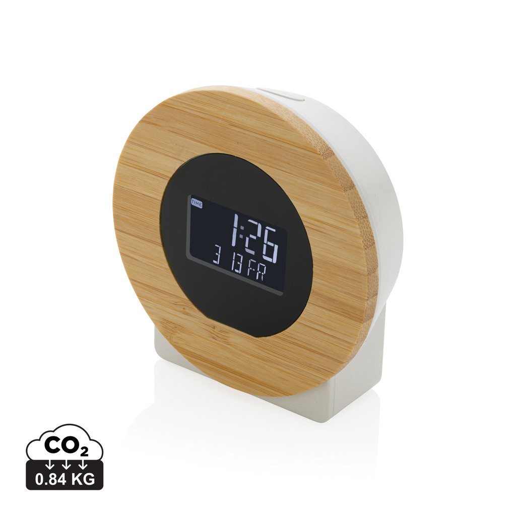 Reloj de escritorio personalizado Utah RCS rplastic y bambú LCD - Tecnología - Regalo Promocional Personalizado