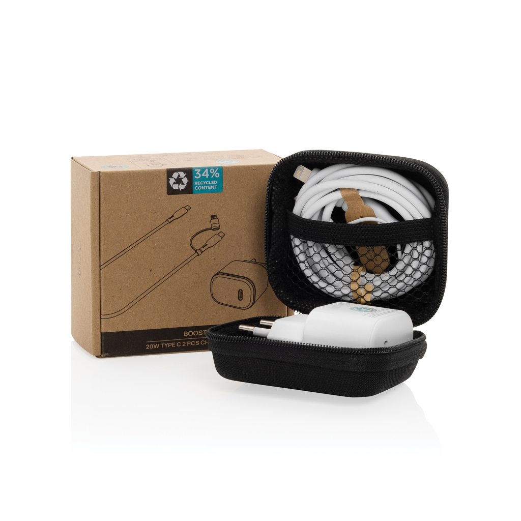 Set de carga personalizado Boost RCS PET reciclado 20W tipo C de 2 piezas - Viaje - Regalo Promocional Personalizado - imagen 3