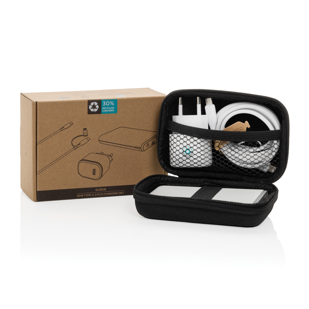 Set de carga 3 piezas Surge RCS PET reciclado 20W tipo C - Tecnología - Regalo Promocional Personalizado - imagen 3