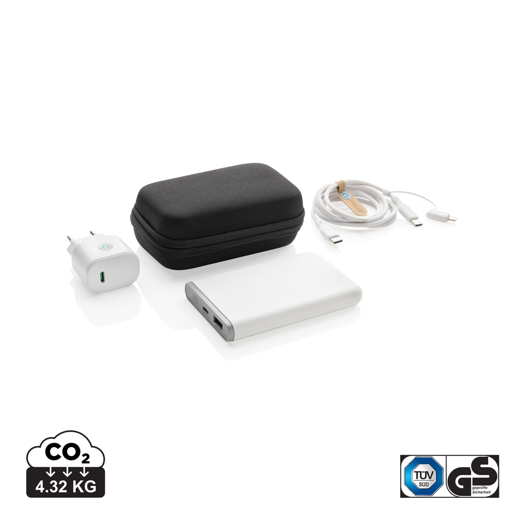 Set de carga personalizado Surge RCS PET reciclado 20W tipo C de 3 piezas - Tecnología - Regalo Promocional Personalizado