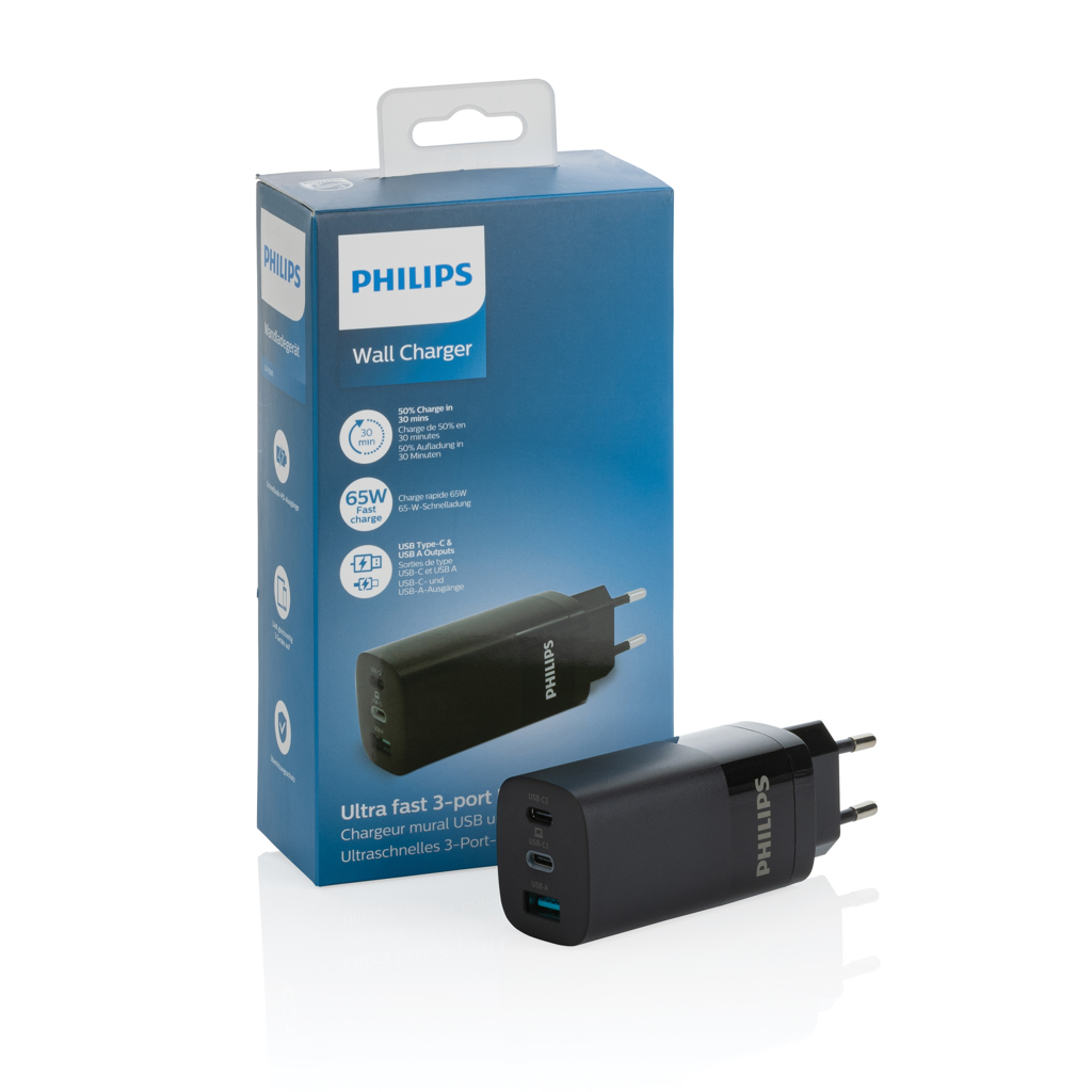 Cargador personalizado de pared USB Philips de 3 puertos de 65W ultrarrápido - Tecnología - Regalo Promocional Personalizado - imagen 8