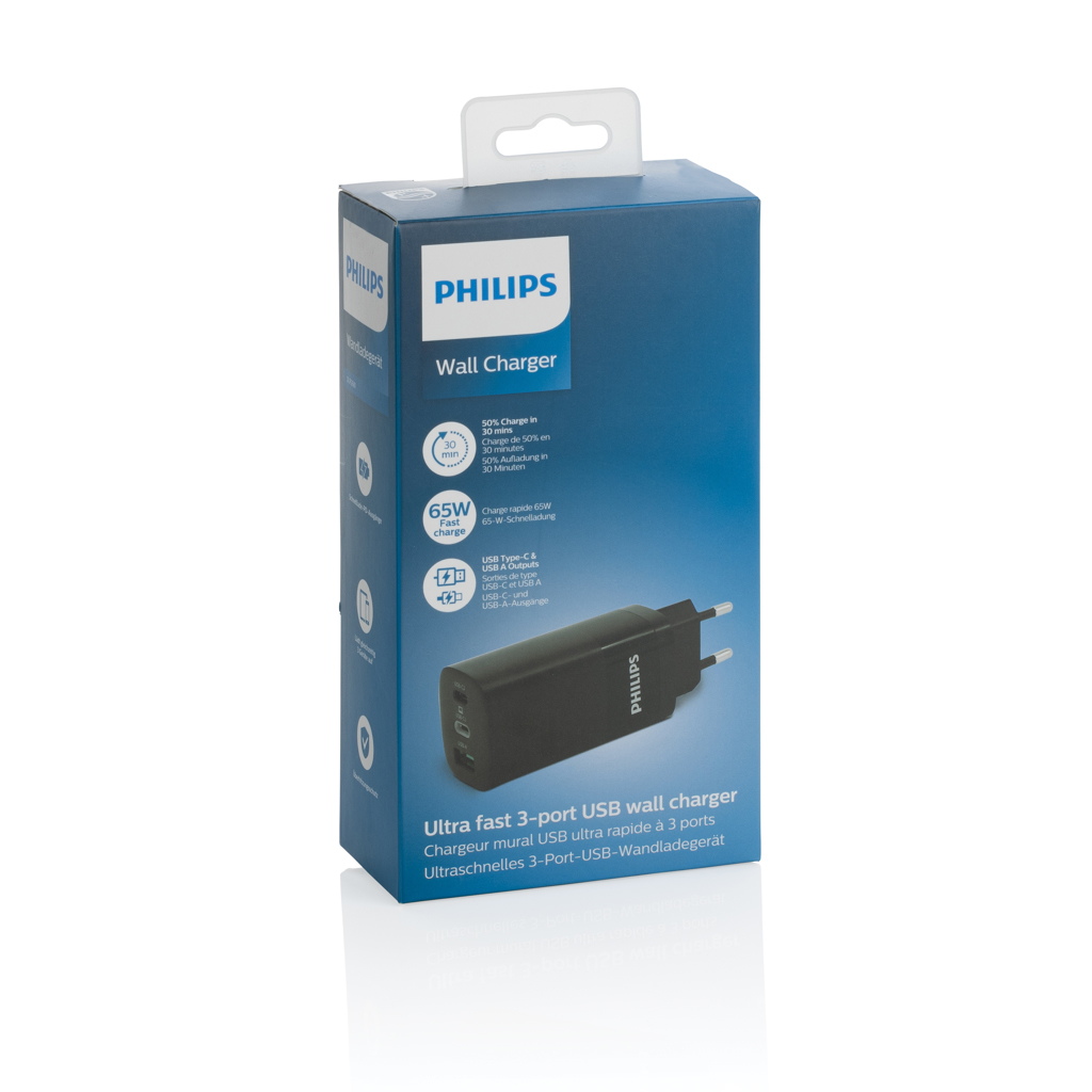 Cargador personalizado de pared USB Philips de 3 puertos de 65W ultrarrápido - Tecnología - Regalo Promocional Personalizado - imagen 9