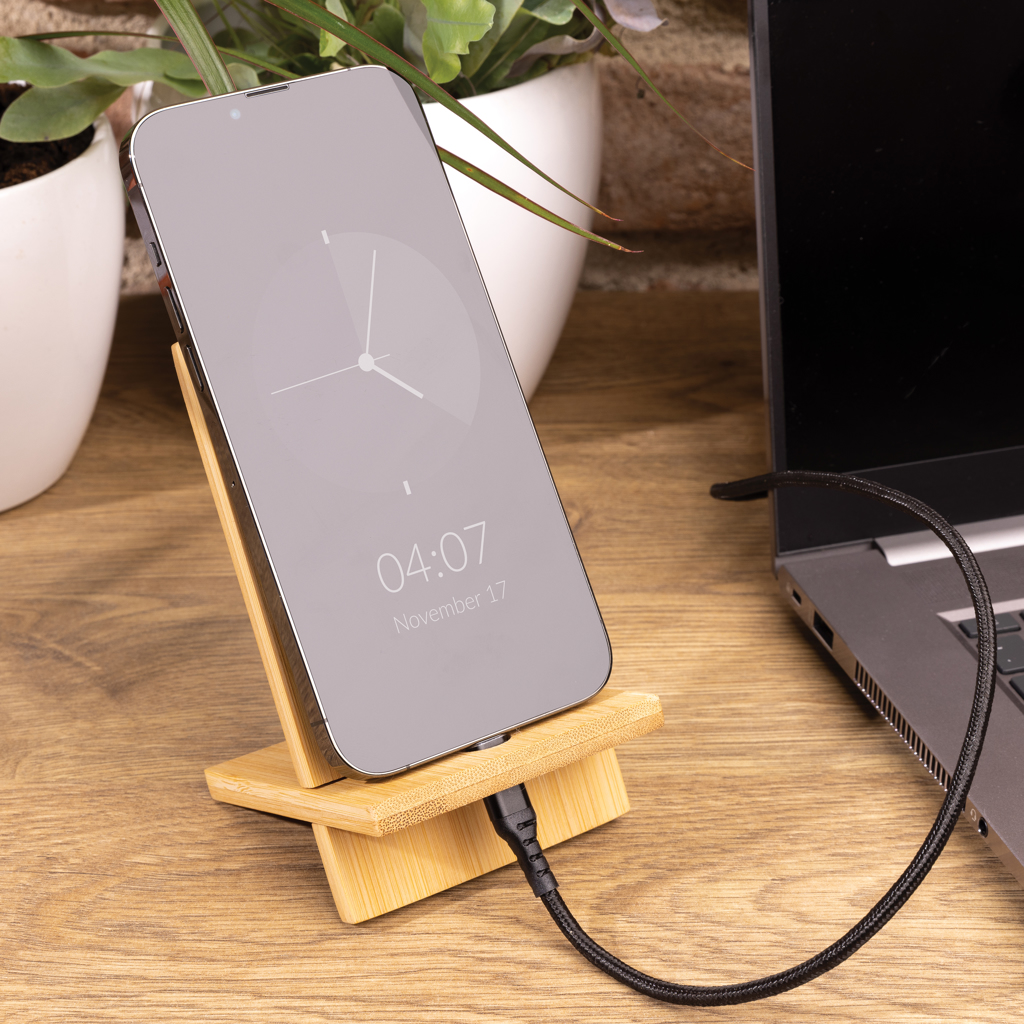 Soporte para teléfono de bambú en caja kraft - Tecnología - Regalo Promocional Personalizado - imagen 4
