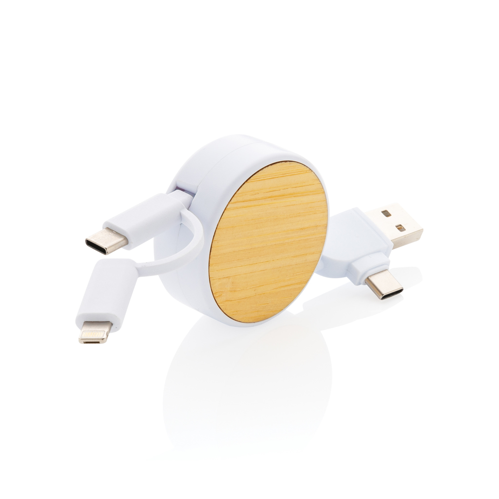 Cable retractil personalizado Ontario 6 en 1 de plástico reciclado RCS - Tecnología - Regalo Promocional Personalizado - vista alternativa