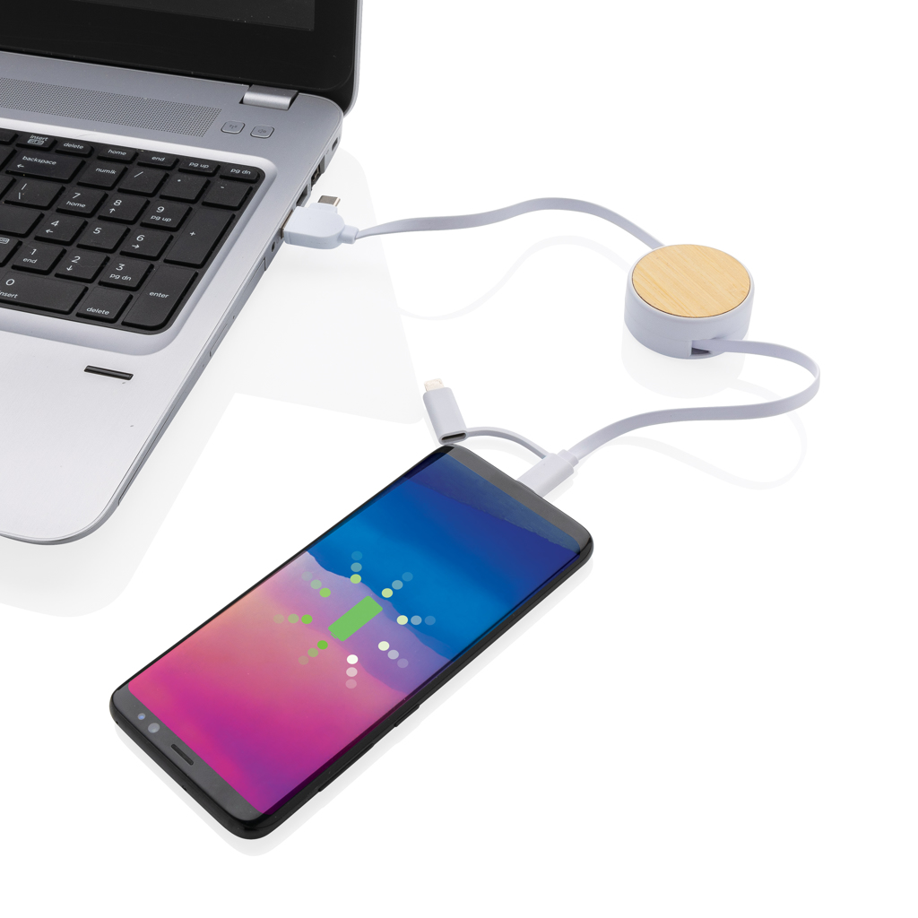 Cable retractil personalizado Ontario 6 en 1 de plástico reciclado RCS - Tecnología - Regalo Promocional Personalizado - imagen 6