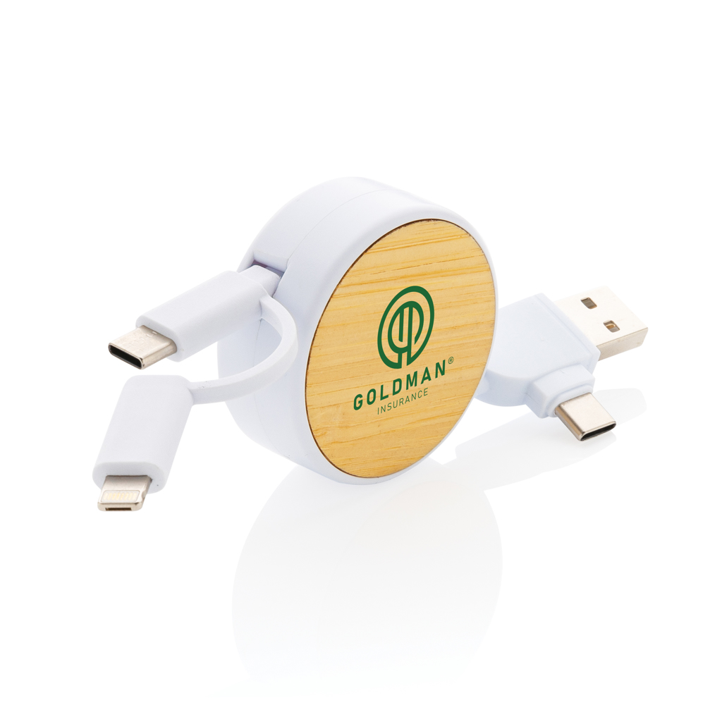 Cable retractil personalizado Ontario 6 en 1 de plástico reciclado RCS - Tecnología - Regalo Promocional Personalizado - imagen 8